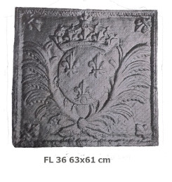  Decorated cast iron fireplace plate